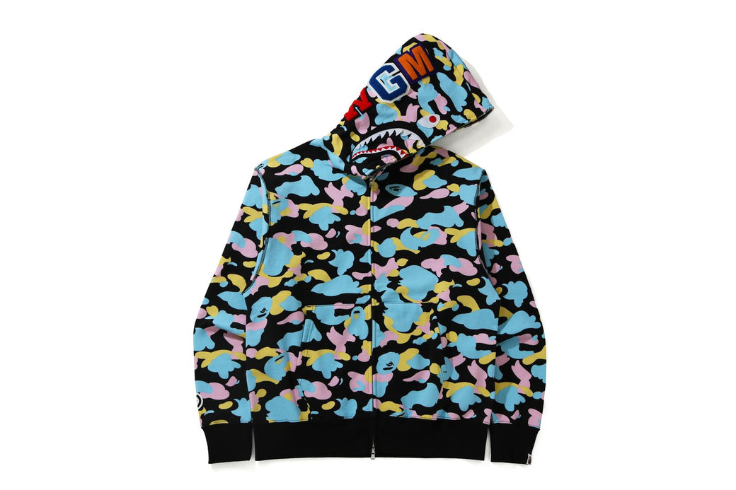 Bape multi camo shark full zip fashion hoodie