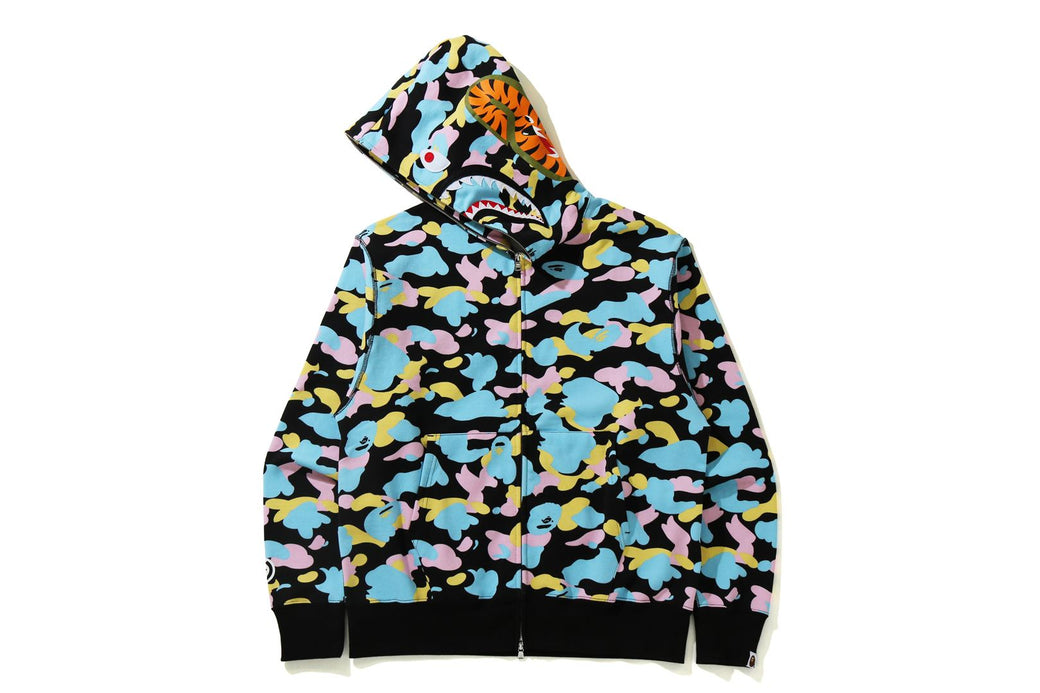 NEW MULTI CAMO SHARK RELAXED FIT FULL ZIP HOODIE bape