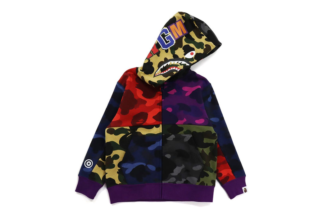 MIX CAMO CRAZY SHARK ZIP HOODIE bape