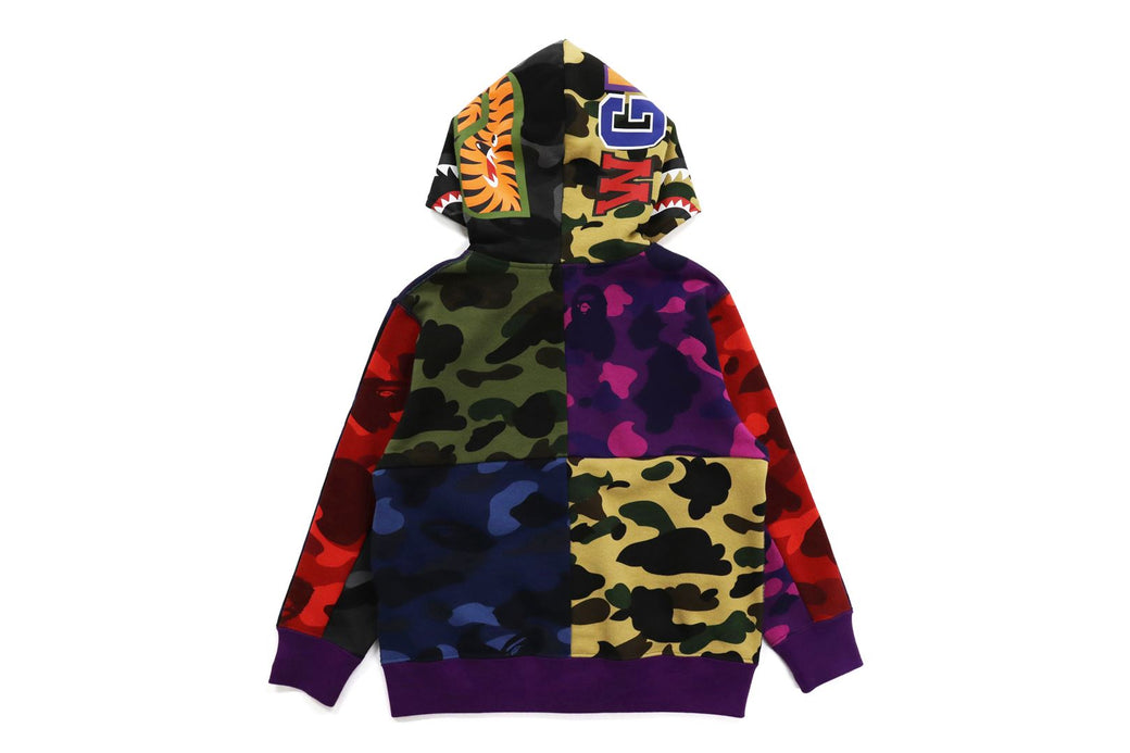 MIX CAMO CRAZY SHARK ZIP HOODIE bape