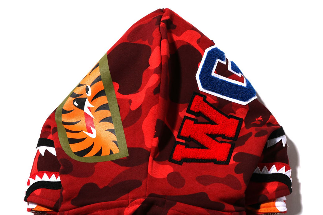 COLOR CAMO TIGER SHARK WIDE FULL ZIP DOUBLE HOODIE