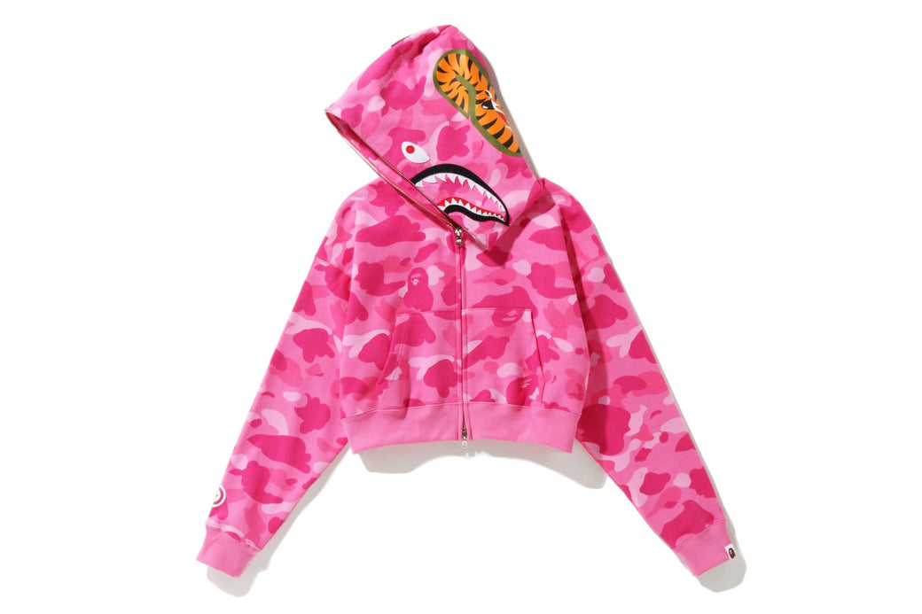 COLOR CAMO CROPPED SHARK FULL ZIP HOODIE