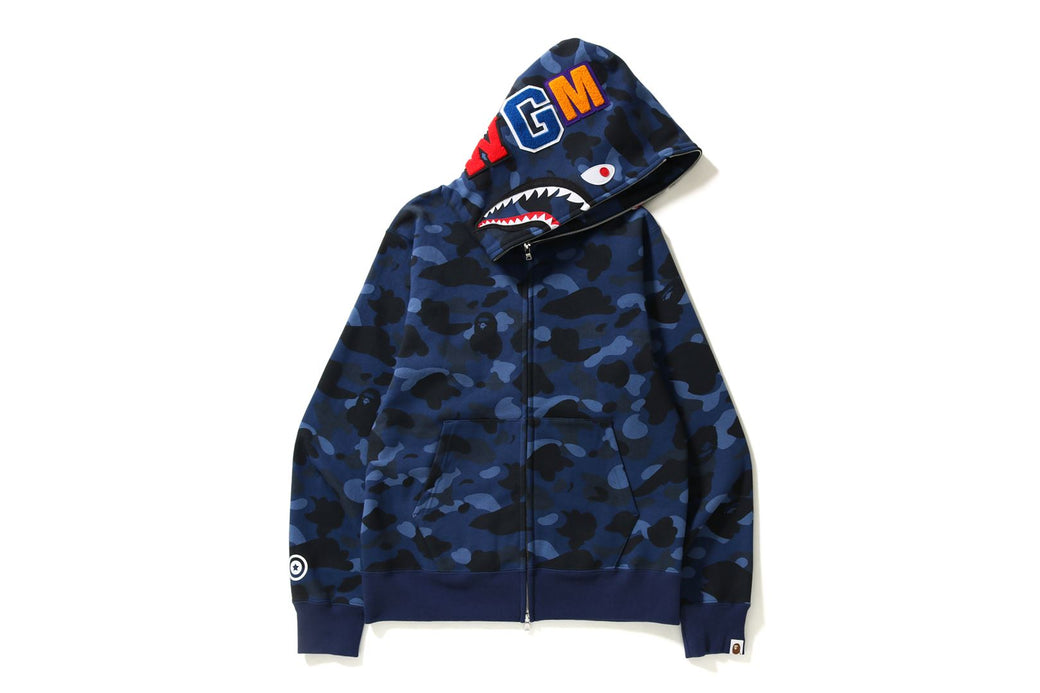 BAPE  COLOR CAMO SHARK HOODIE BLUE M袖丈約78cm