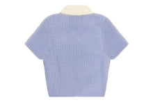 RIBBED CROPPED POLO KNIT TOP